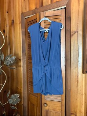 BCBGeneration Blue Smoke V-Neck Sleeveless Romper